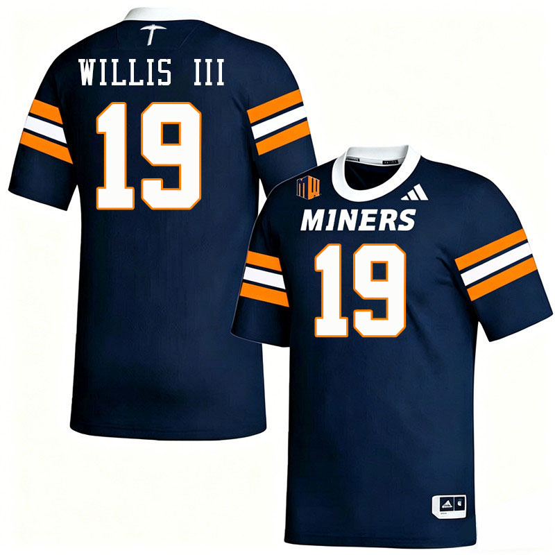 UTEP Miners #19 Eric Willis III College Football Jerseys,Uniforms-Navy
